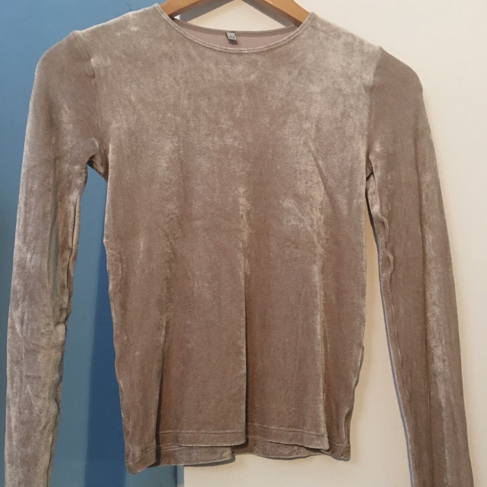 Baserange, Long Sleeve, Velvet Top, Mushroom, XS